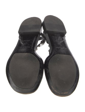Balenciaga Leather Studded Accents T-Strap Sandals