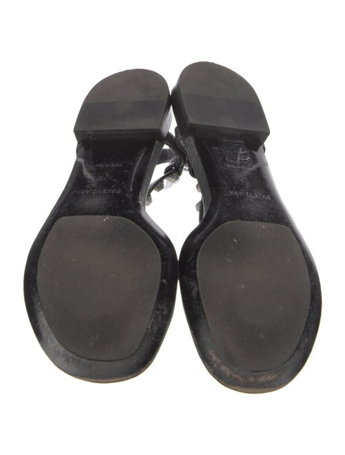 Balenciaga Leather Studded Accents T-Strap Sandals