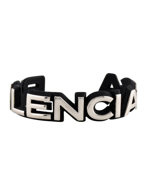 Balenciaga Silver Badge Cuff Bracelet
