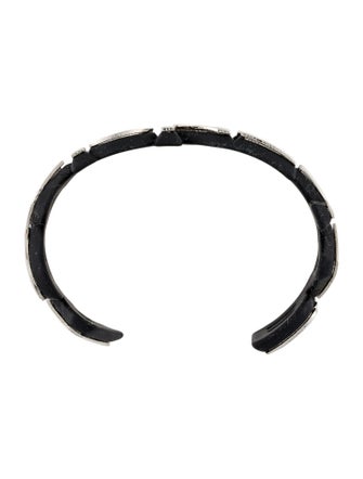 Balenciaga Silver Badge Cuff Bracelet