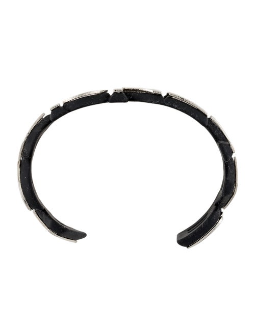 Balenciaga Silver Badge Cuff Bracelet