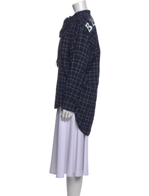 Balenciaga 2018 Plaid Print Button-Up Top