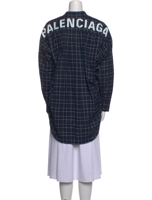 Balenciaga 2018 Plaid Print Button-Up Top