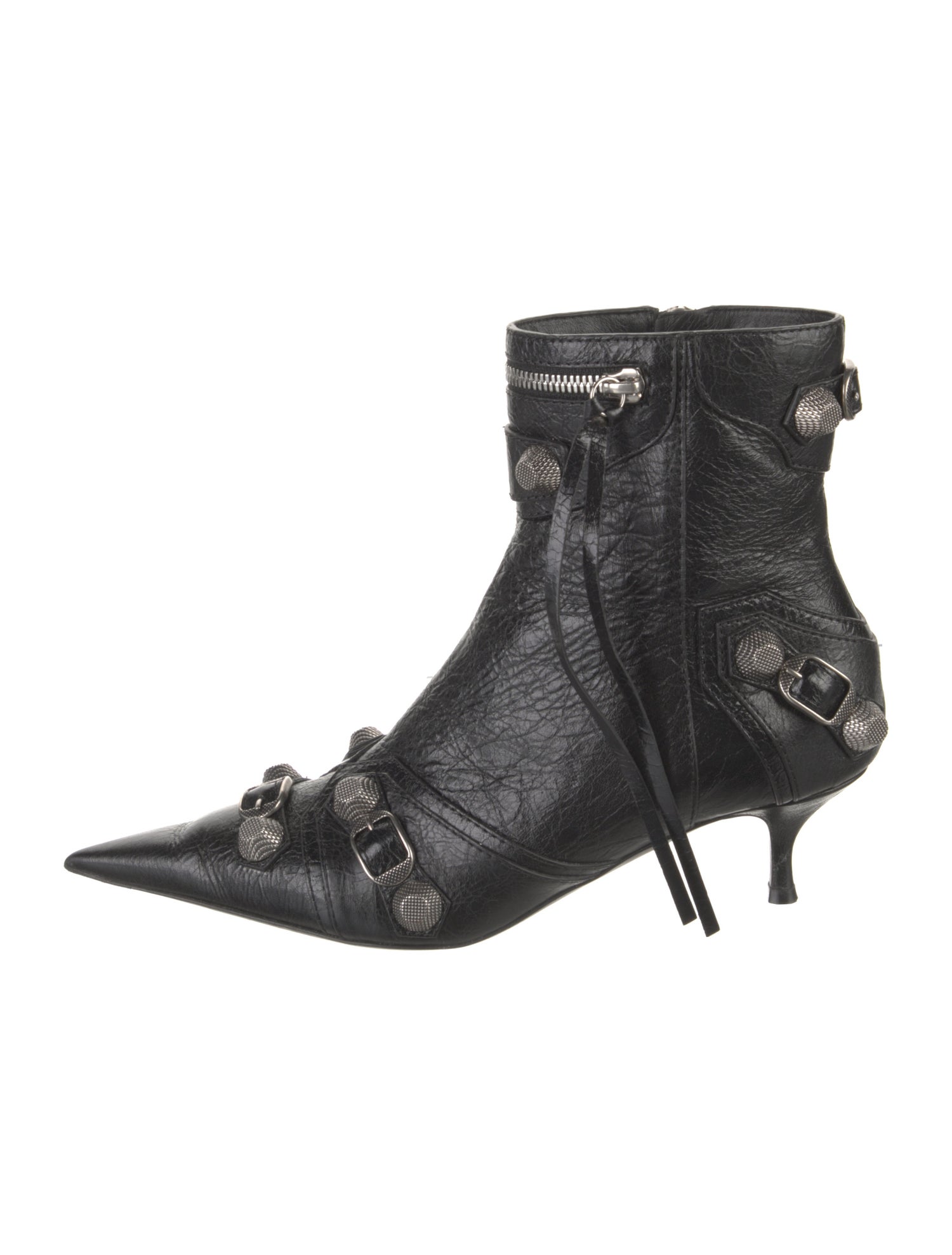 Balenciaga Leather Studded Accents Boots