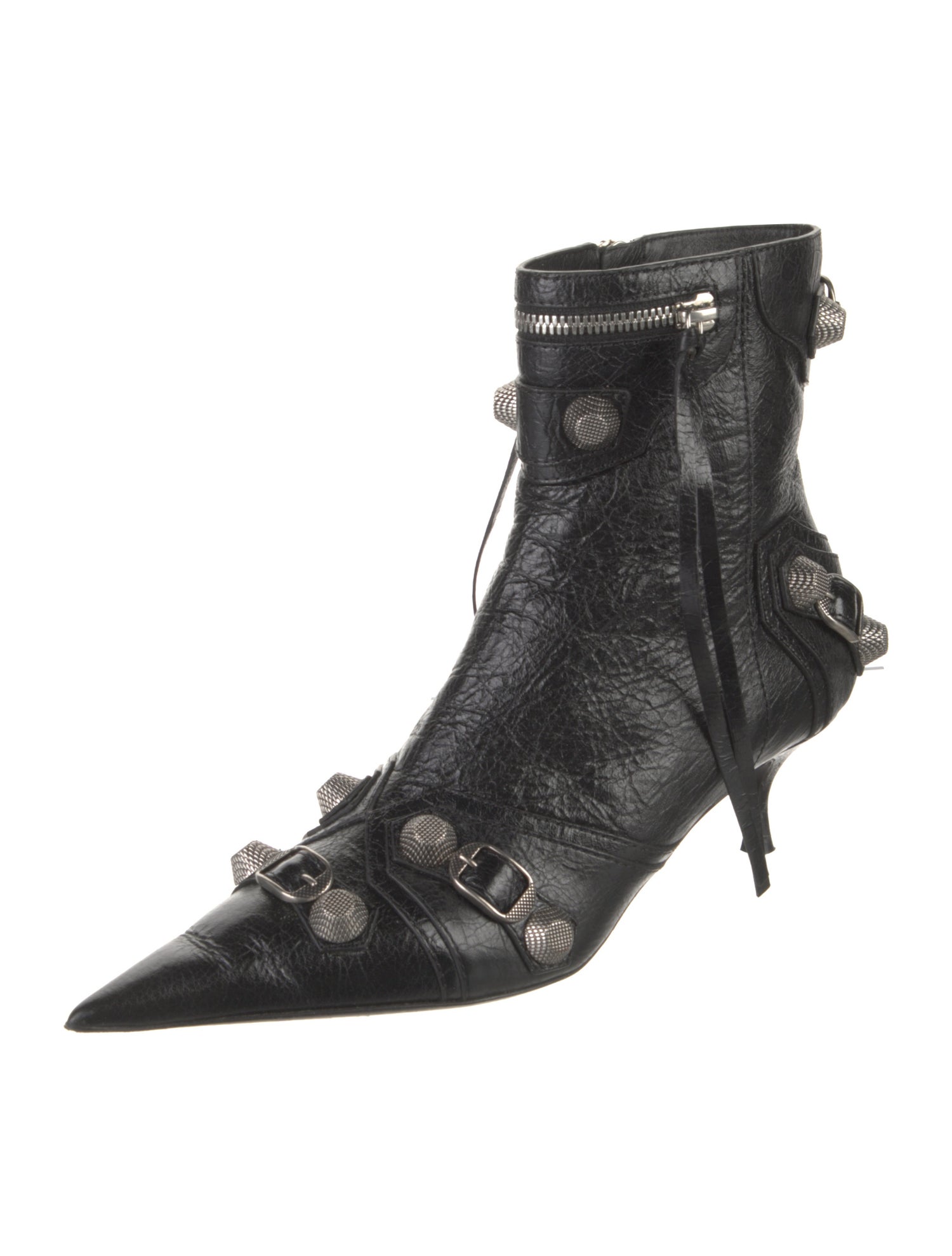 Balenciaga Leather Studded Accents Boots