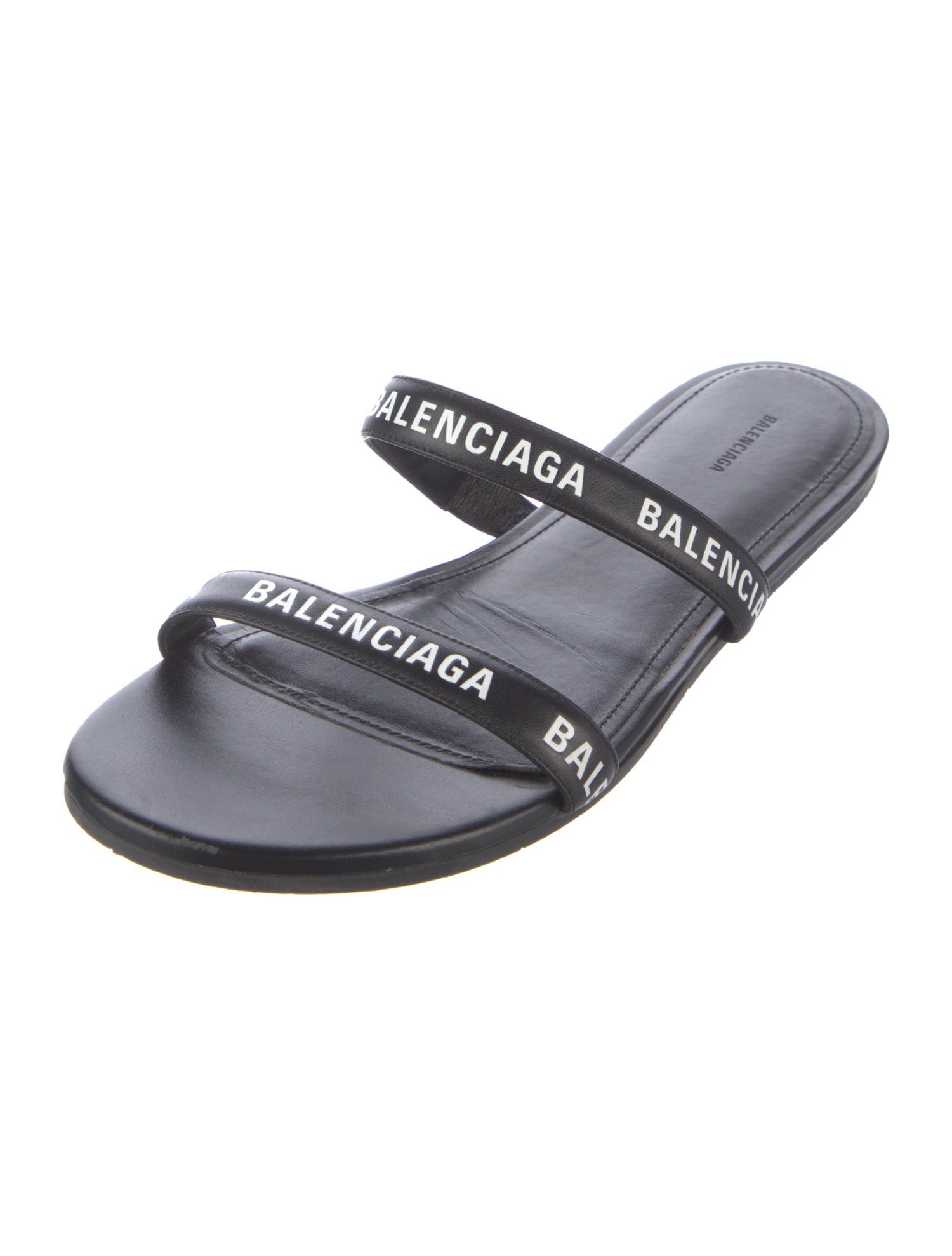 Balenciaga Leather Printed Slides