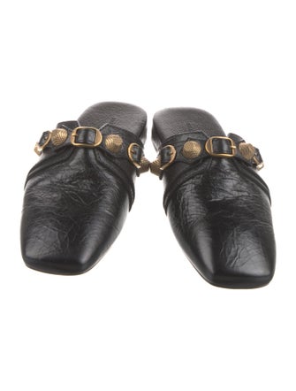 Balenciaga Leather Studded Accents Mules