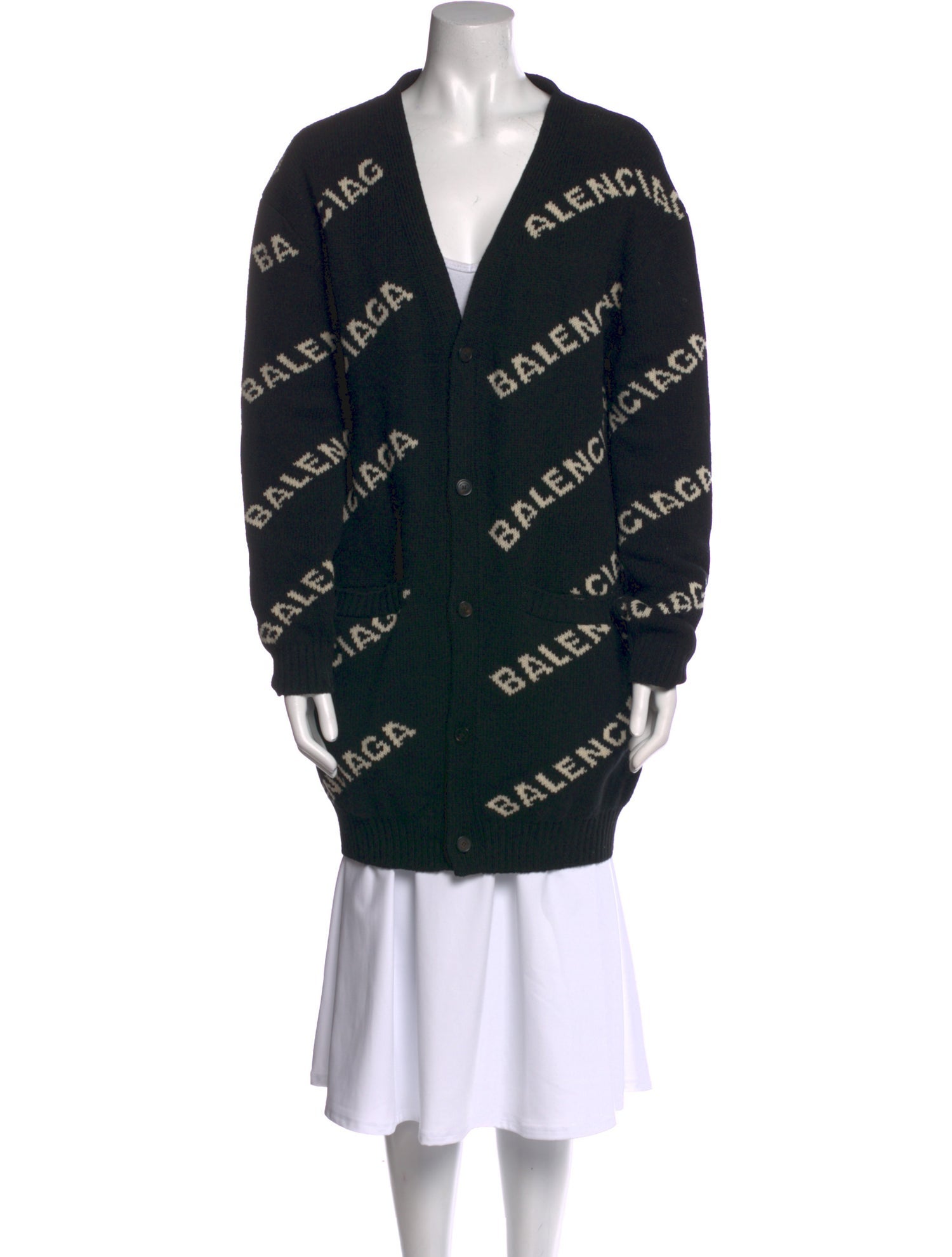 Balenciaga Printed V-Neck Sweater