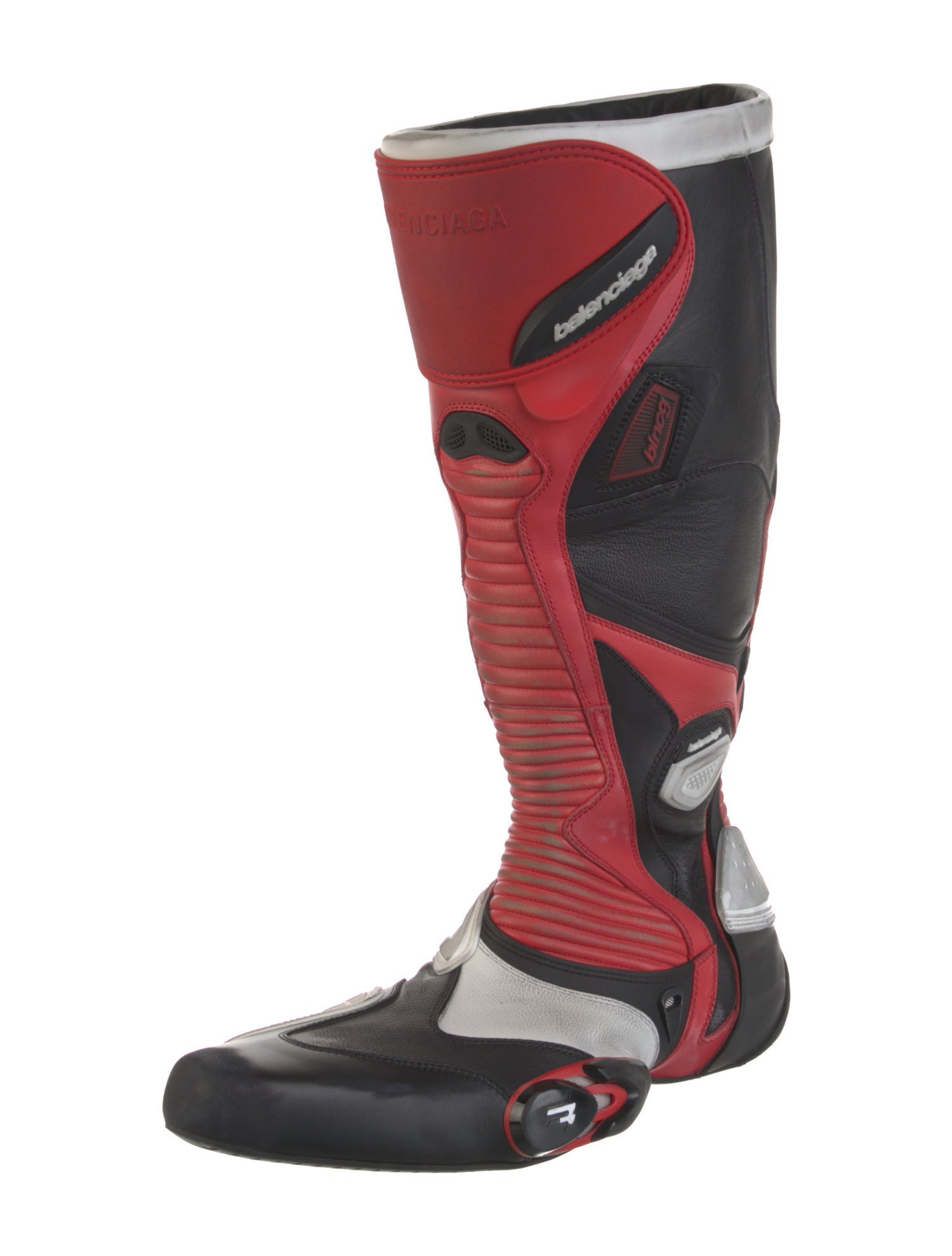 Balenciaga Leather Colorblock Pattern Boots