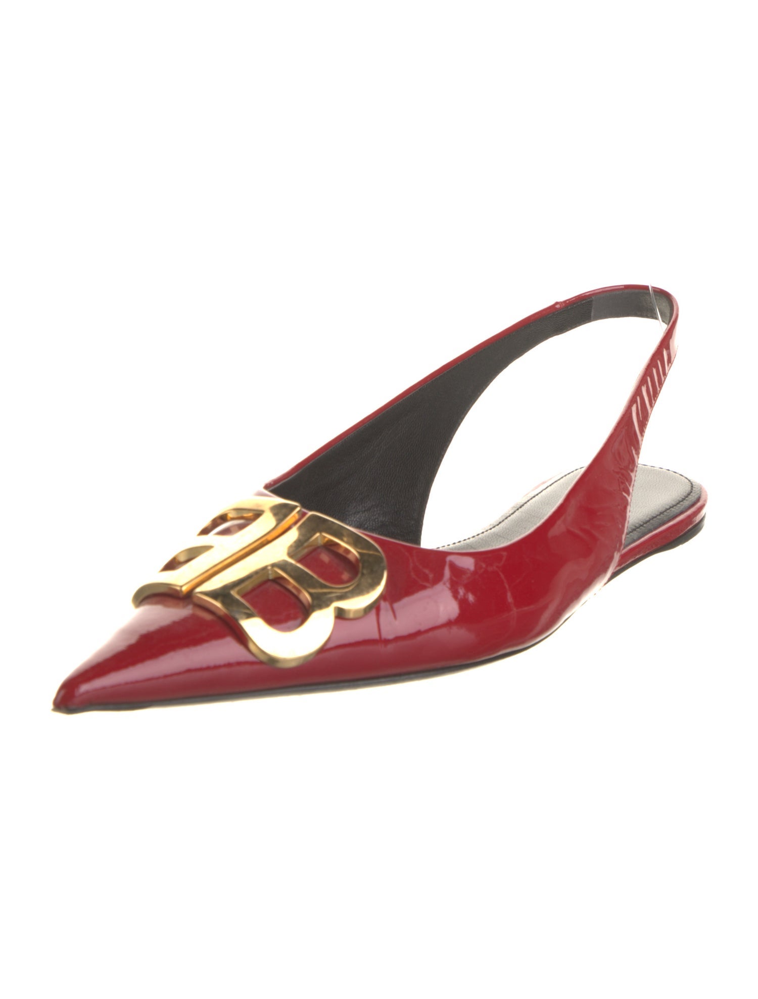 Balenciaga Knife Patent Leather Slingback Flats