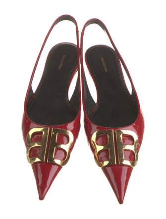Balenciaga Knife Patent Leather Slingback Flats