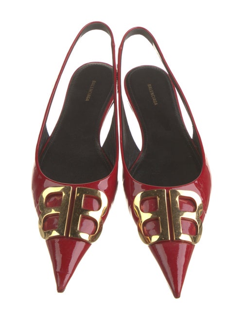 Balenciaga Knife Patent Leather Slingback Flats