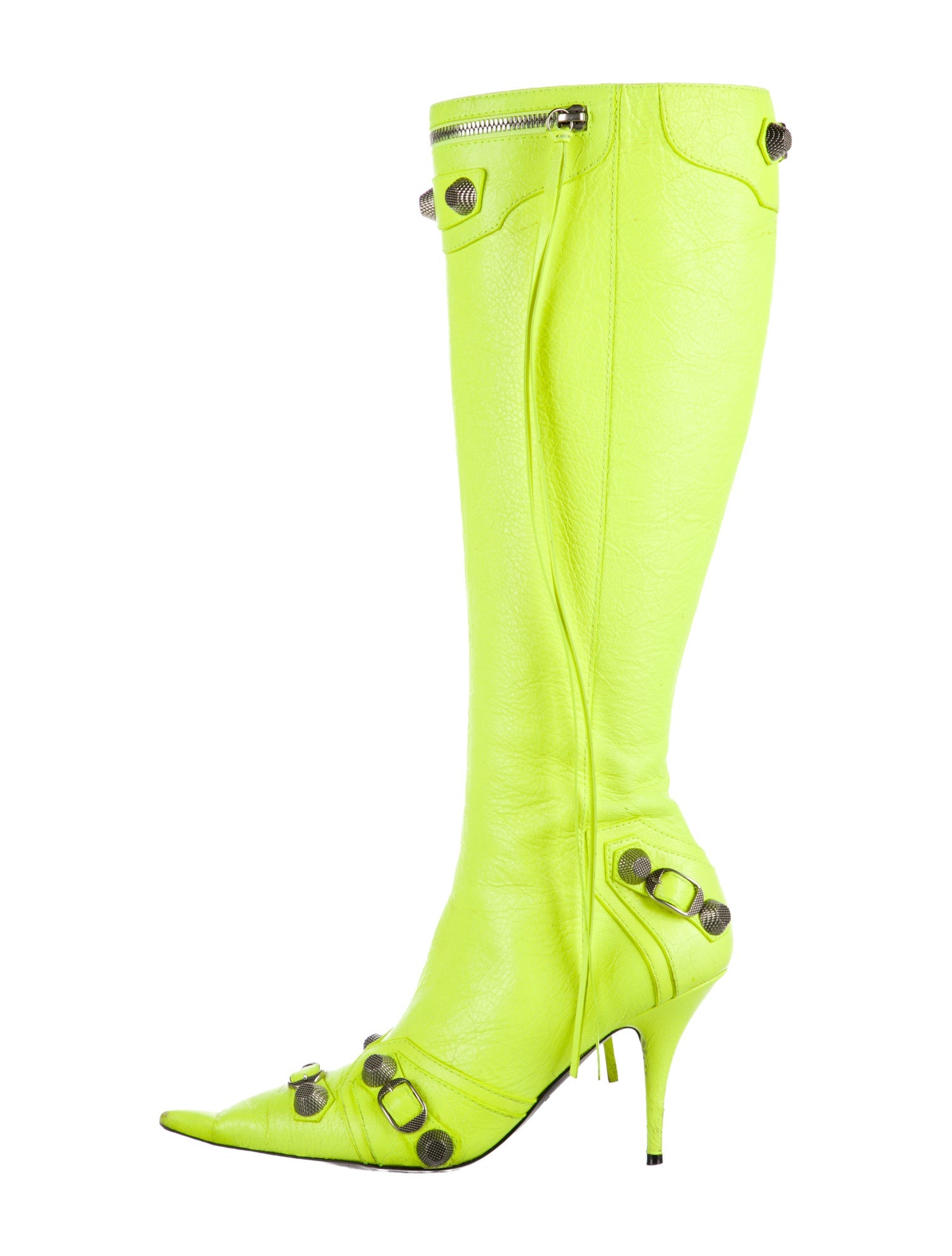 Balenciaga Leather Studded Accents Boots