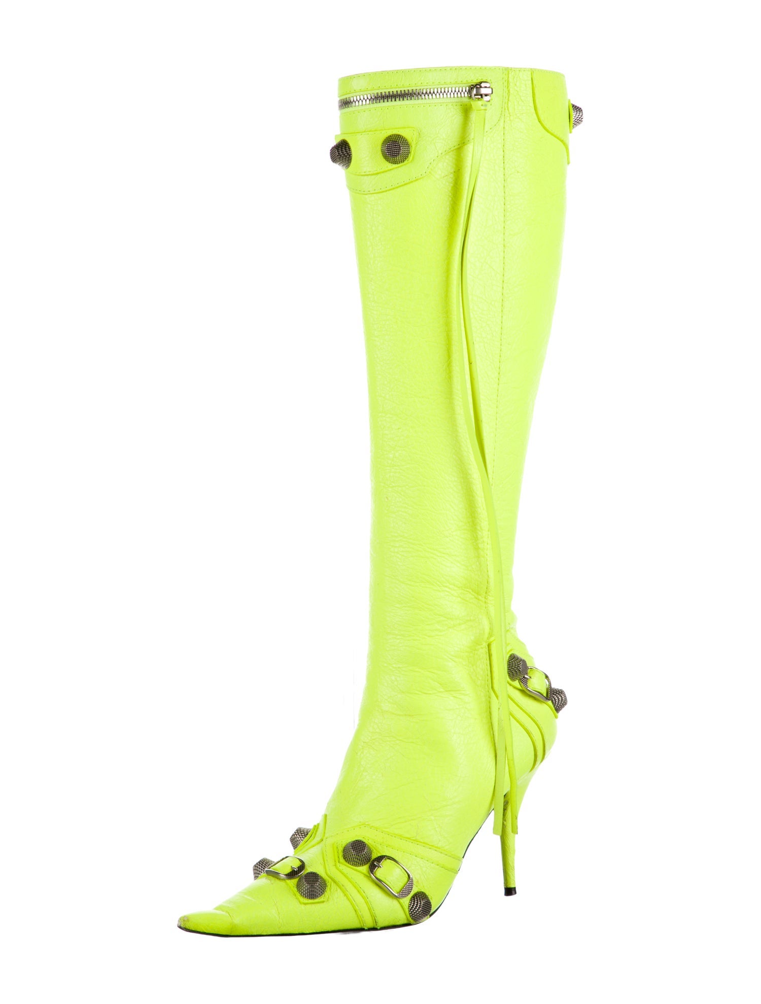 Balenciaga Leather Studded Accents Boots