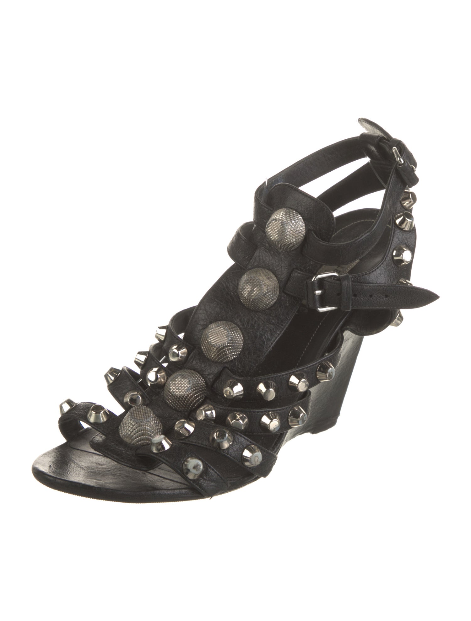 Balenciaga Leather Studded Accents Gladiator Sandals