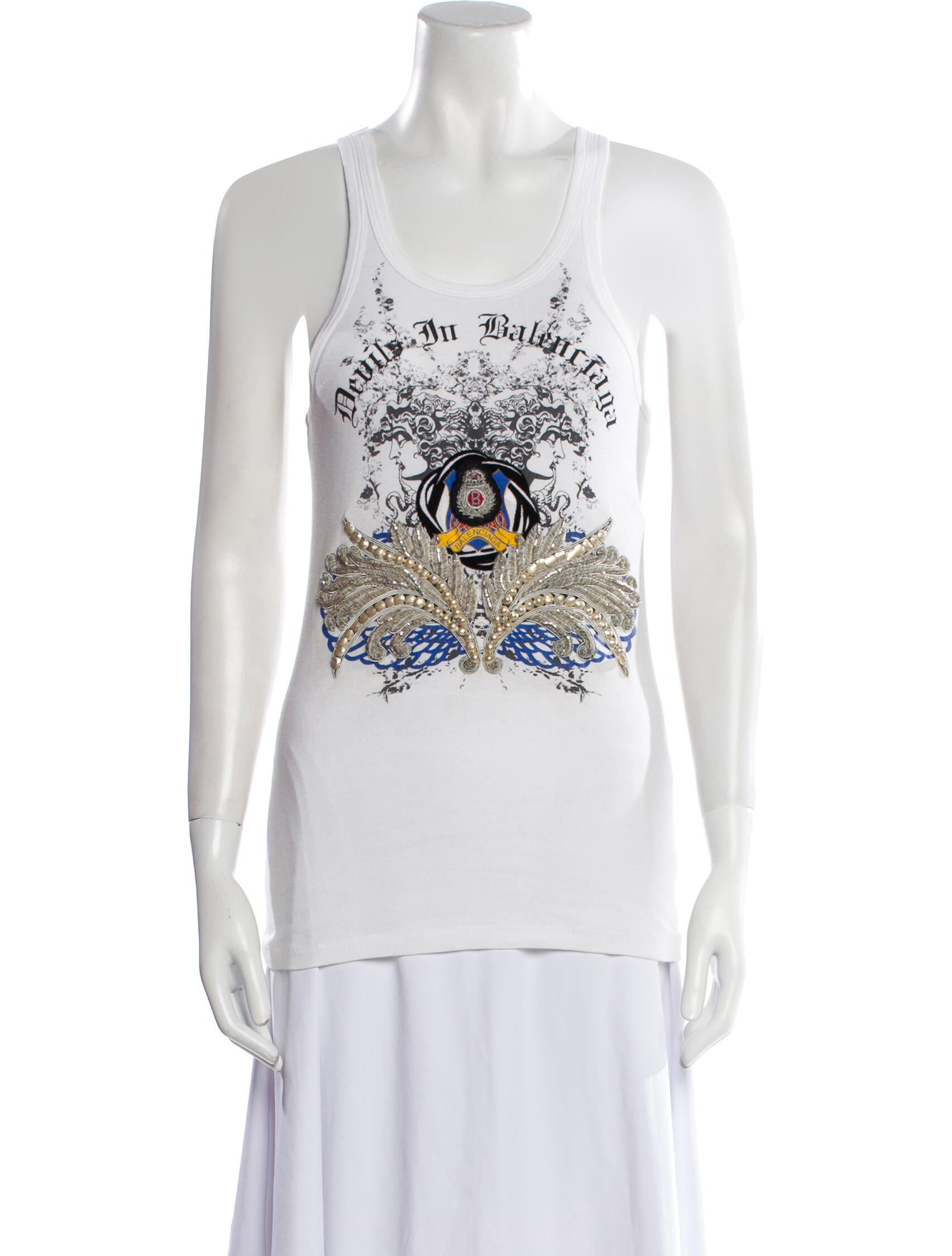 Balenciaga Graphic Print Scoop Neck Top