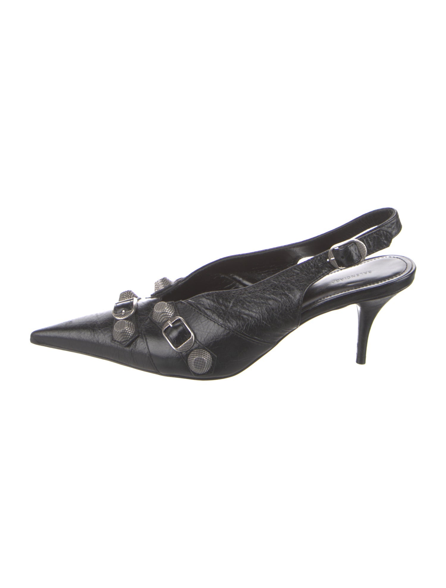 Balenciaga Leather Studded Accents Slingback Pumps