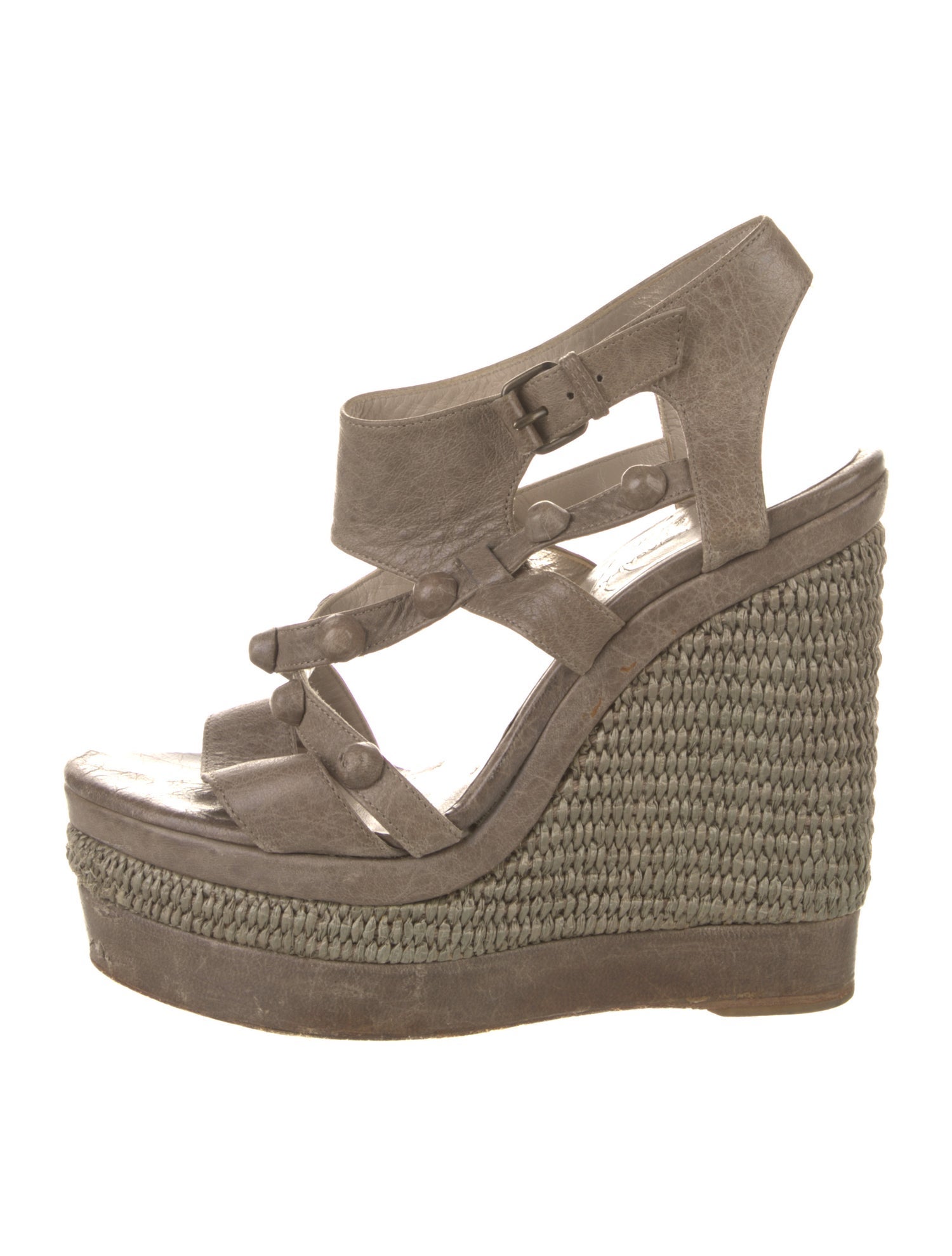 Balenciaga Leather Studded Accents Gladiator Sandals