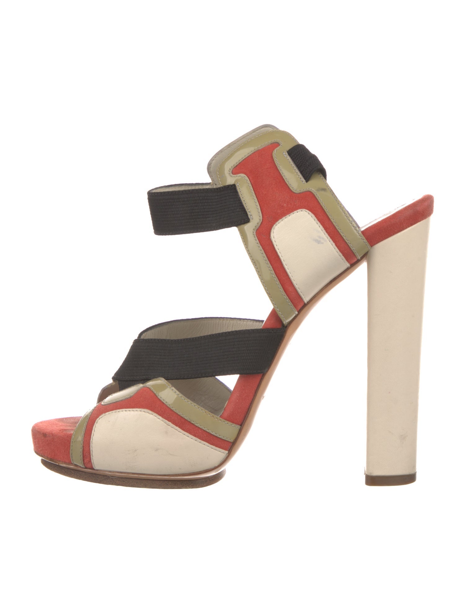 Balenciaga Leather Colorblock Pattern Gladiator Sandals