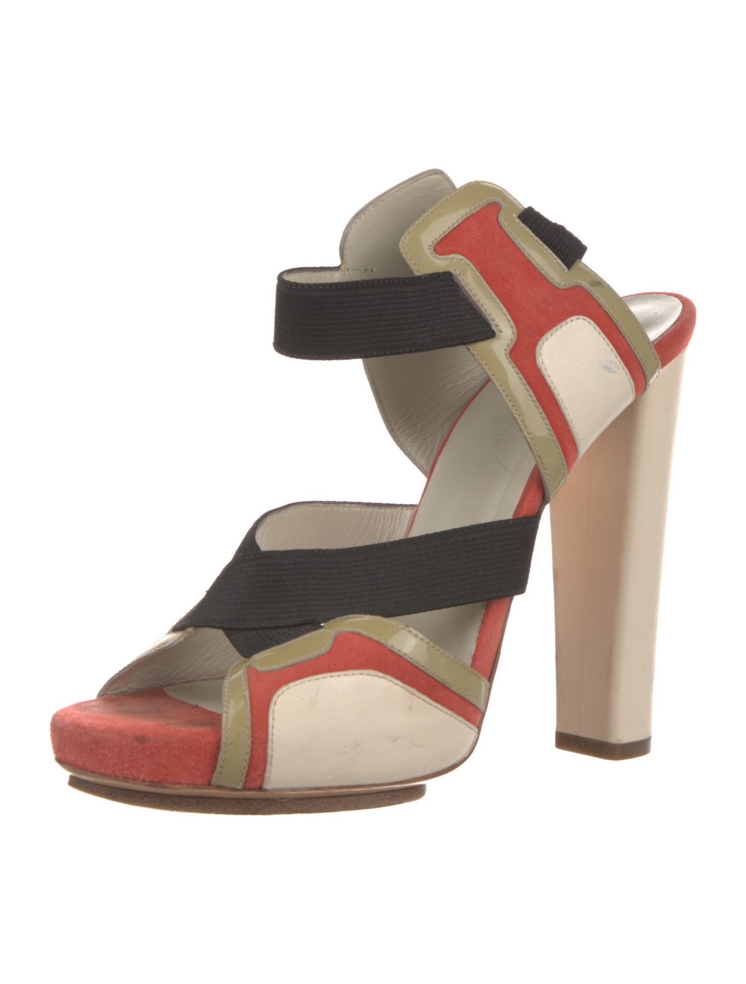 Balenciaga Leather Colorblock Pattern Gladiator Sandals