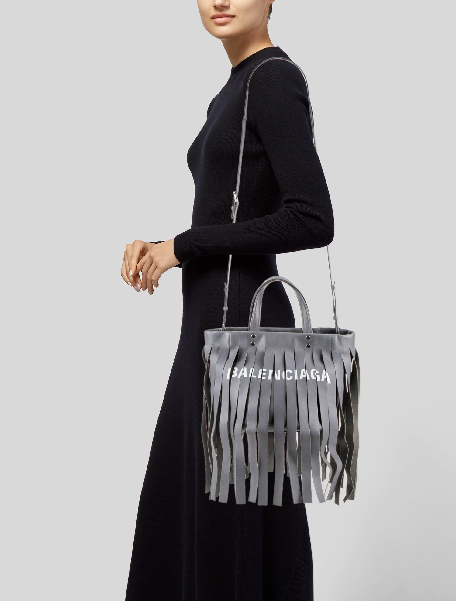 Balenciaga Leather Laundry Cabas XS