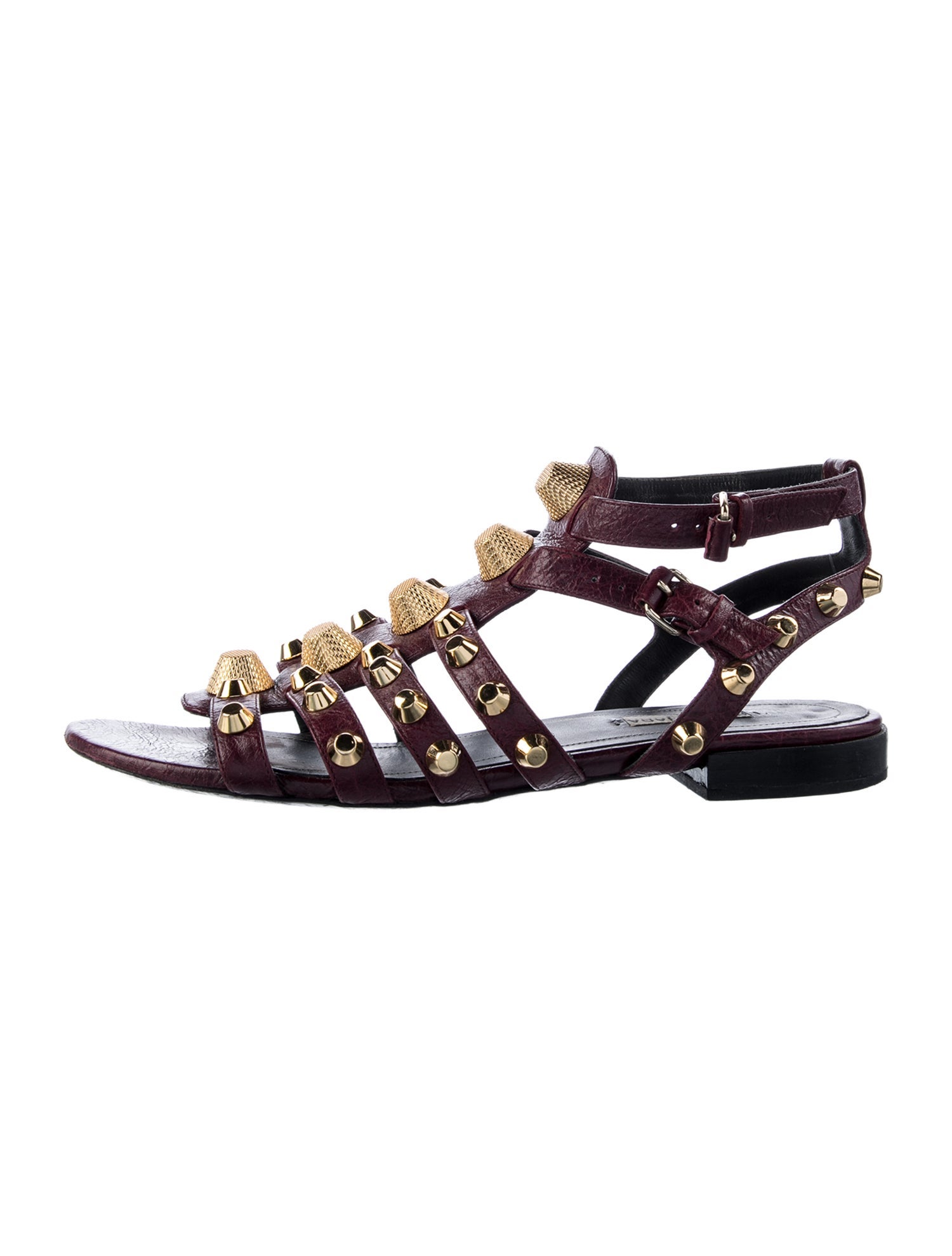 Balenciaga Leather Studded Accents Gladiator Sandals