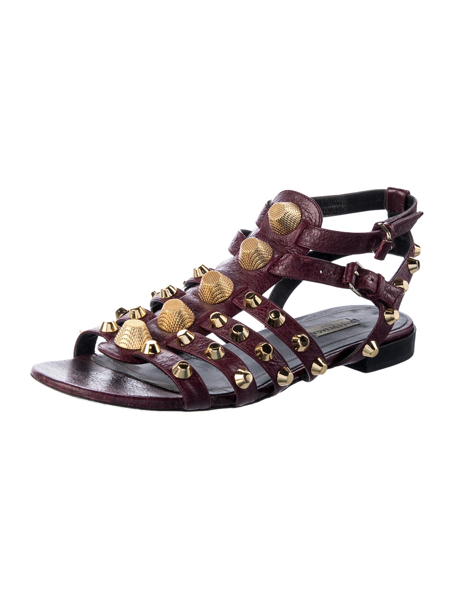 Balenciaga Leather Studded Accents Gladiator Sandals