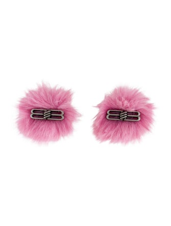 Balenciaga Fur BB Clip-On Earrings