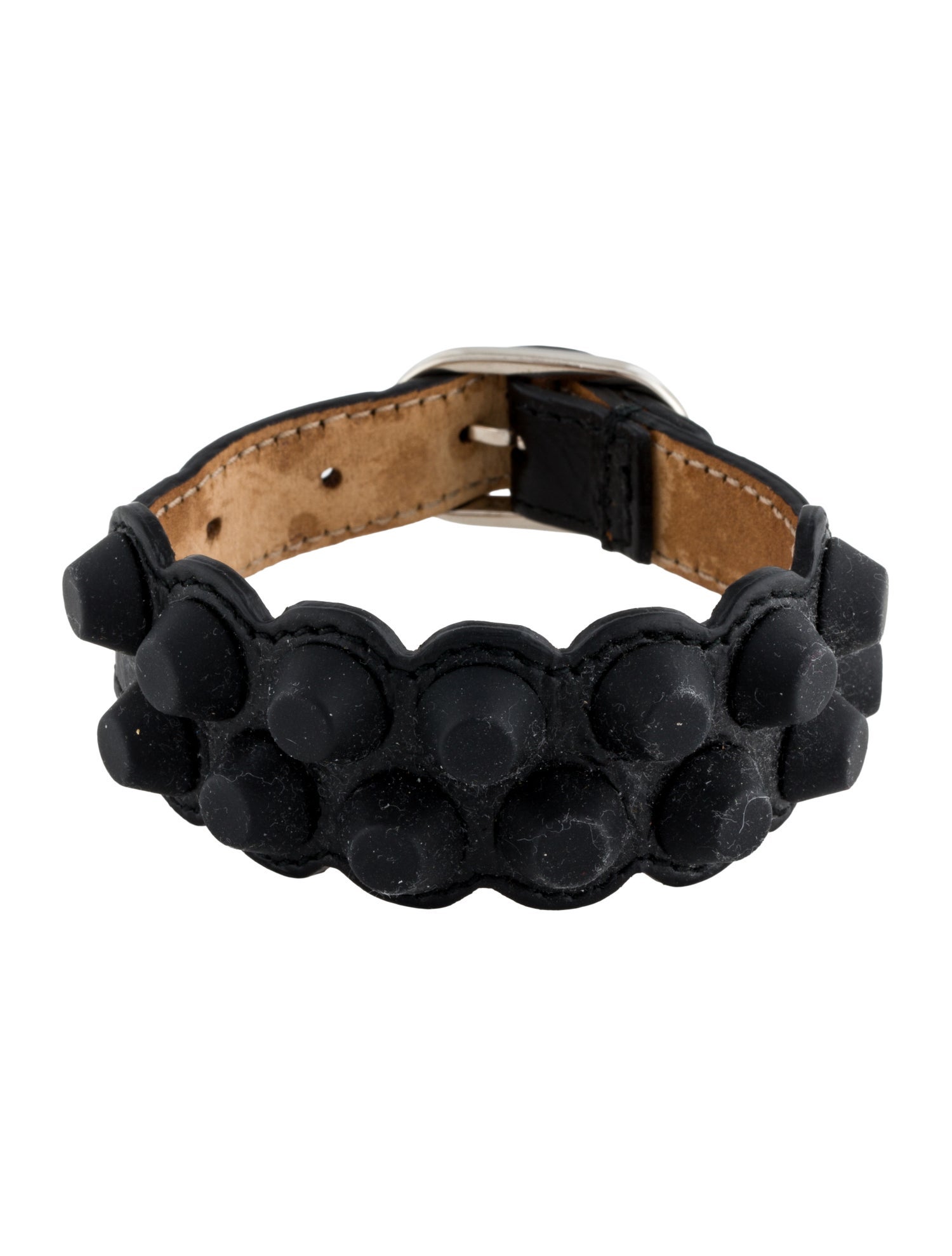 Balenciaga Leather Arena Giant All Stud Two Row Bracelet