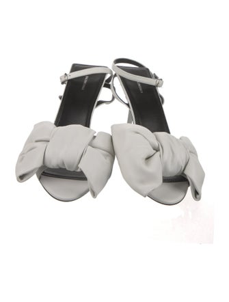 Balenciaga Leather Bow Accents Slingback Sandals