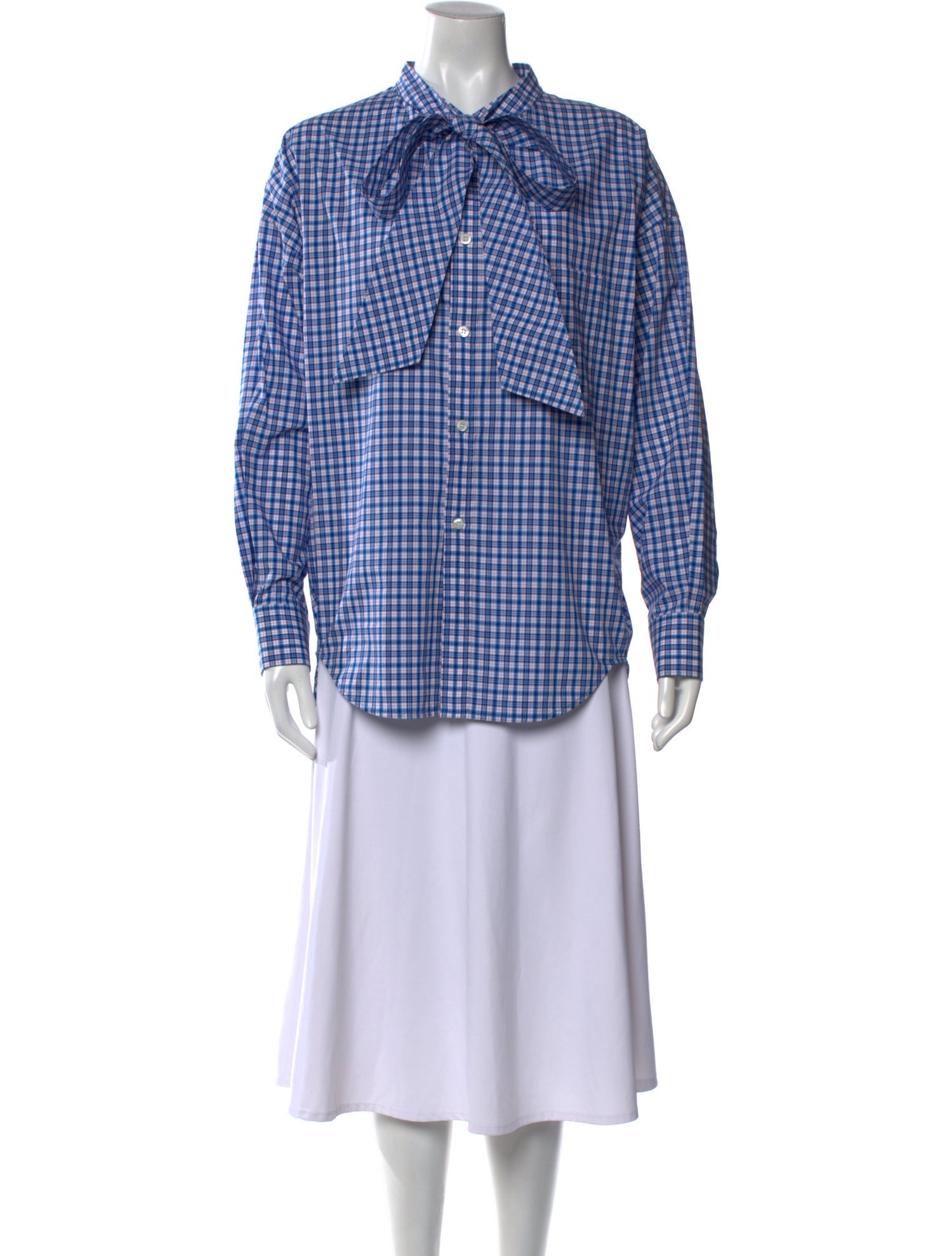 Balenciaga 2017 Plaid Print Button-Up Top w/ Tags