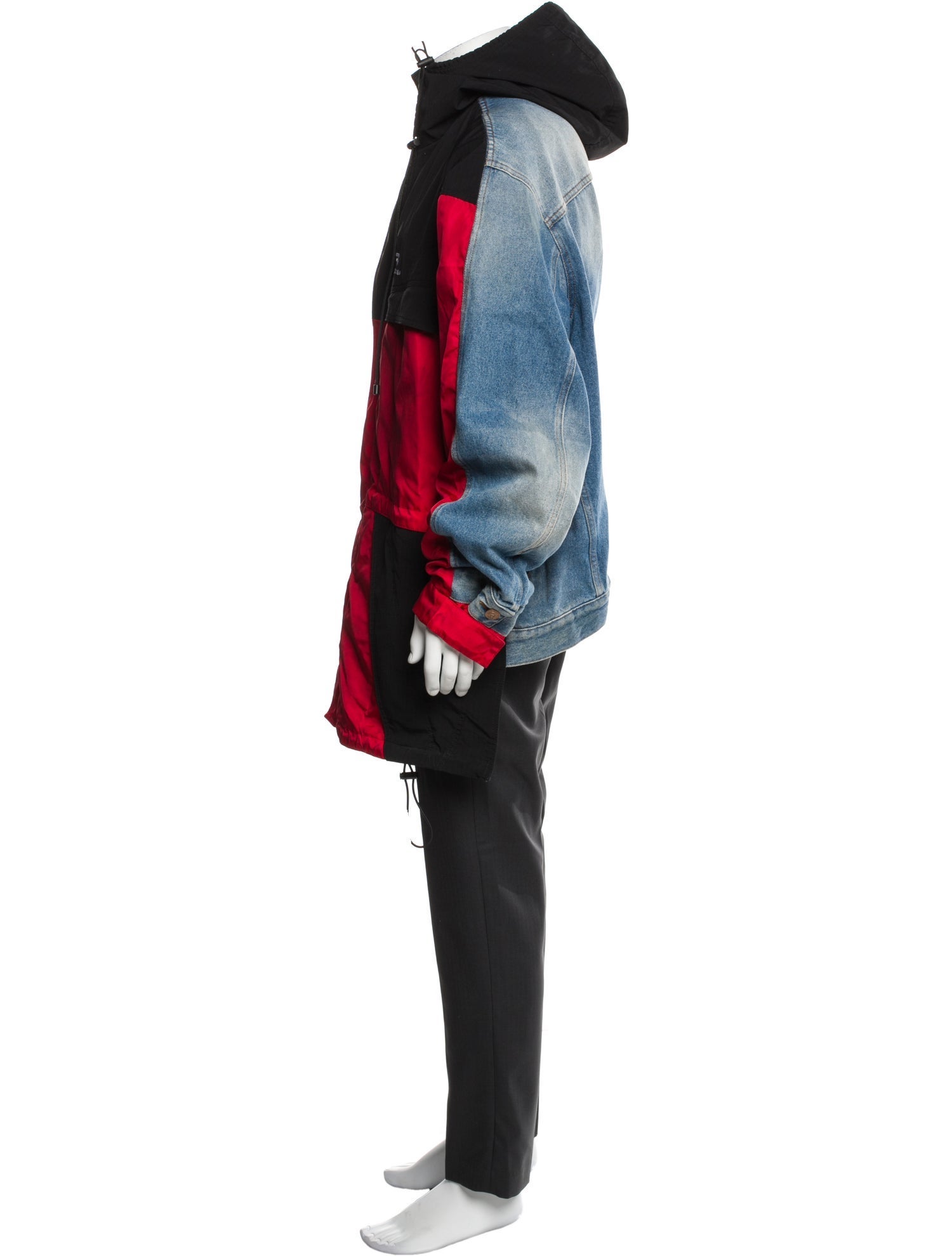 Balenciaga 2021 'Sporty B' Colorblock Denim Parka