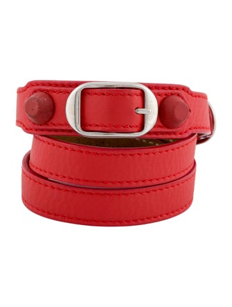 Balenciaga Leather & Rubber Arena Double Tour Wrap Bracelet