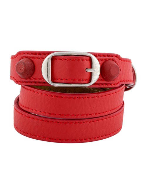 Balenciaga Leather & Rubber Arena Double Tour Wrap Bracelet