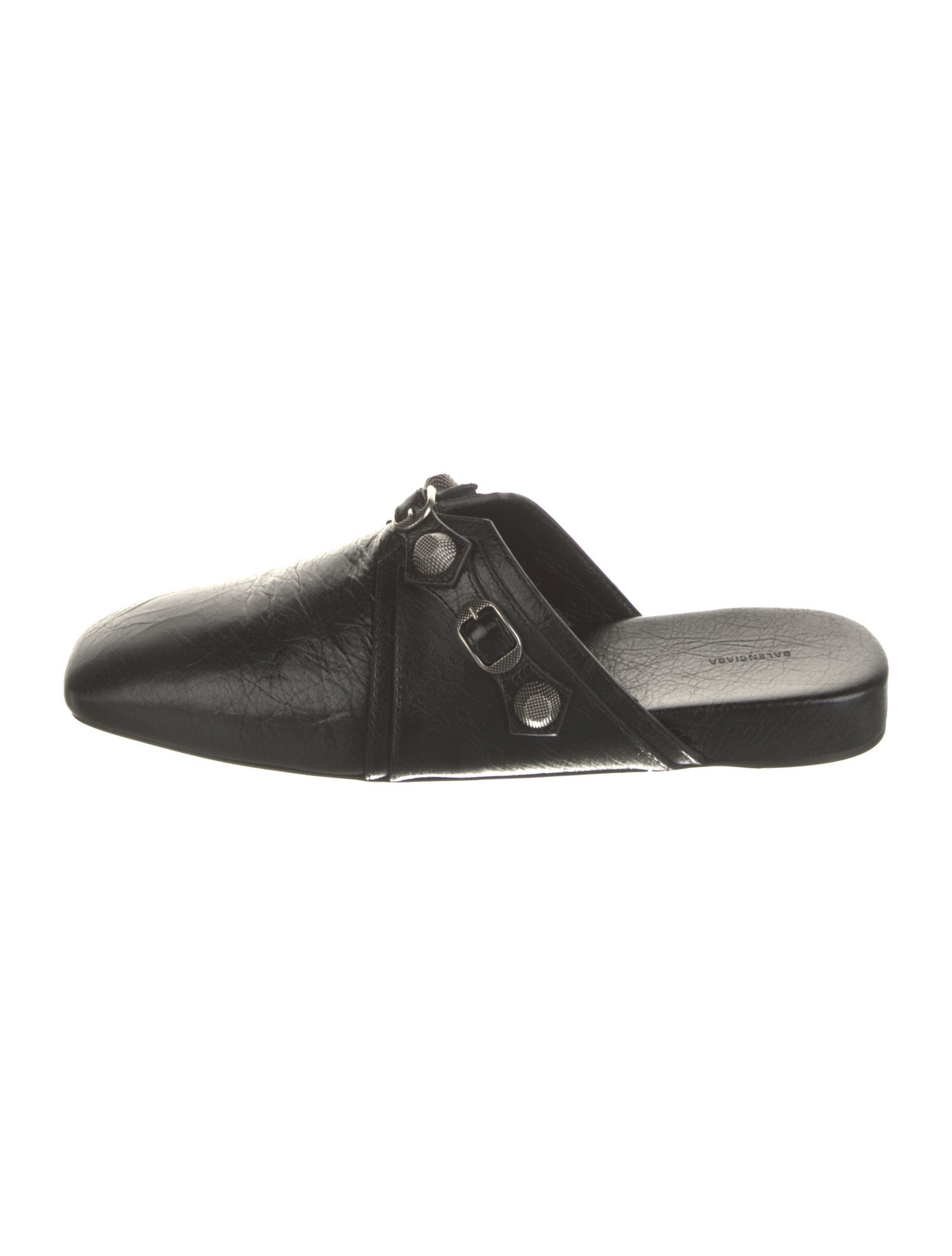 Balenciaga Leather Studded Accents Slippers