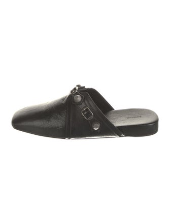 Balenciaga Leather Studded Accents Slippers