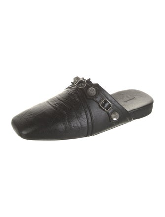 Balenciaga Leather Studded Accents Slippers