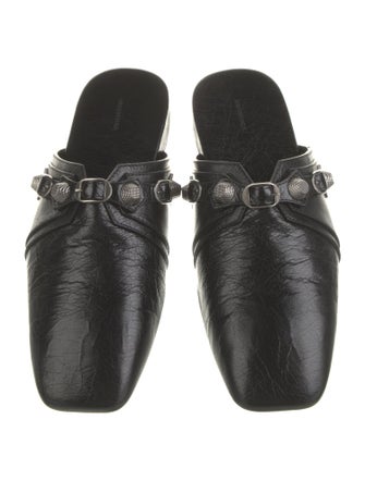 Balenciaga Leather Studded Accents Slippers