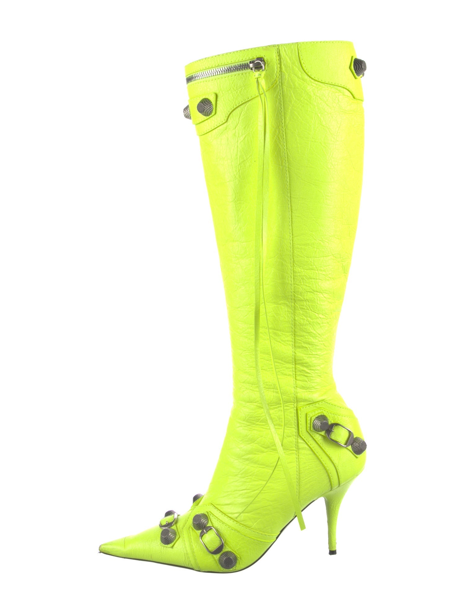 Balenciaga Leather Studded Accents Boots