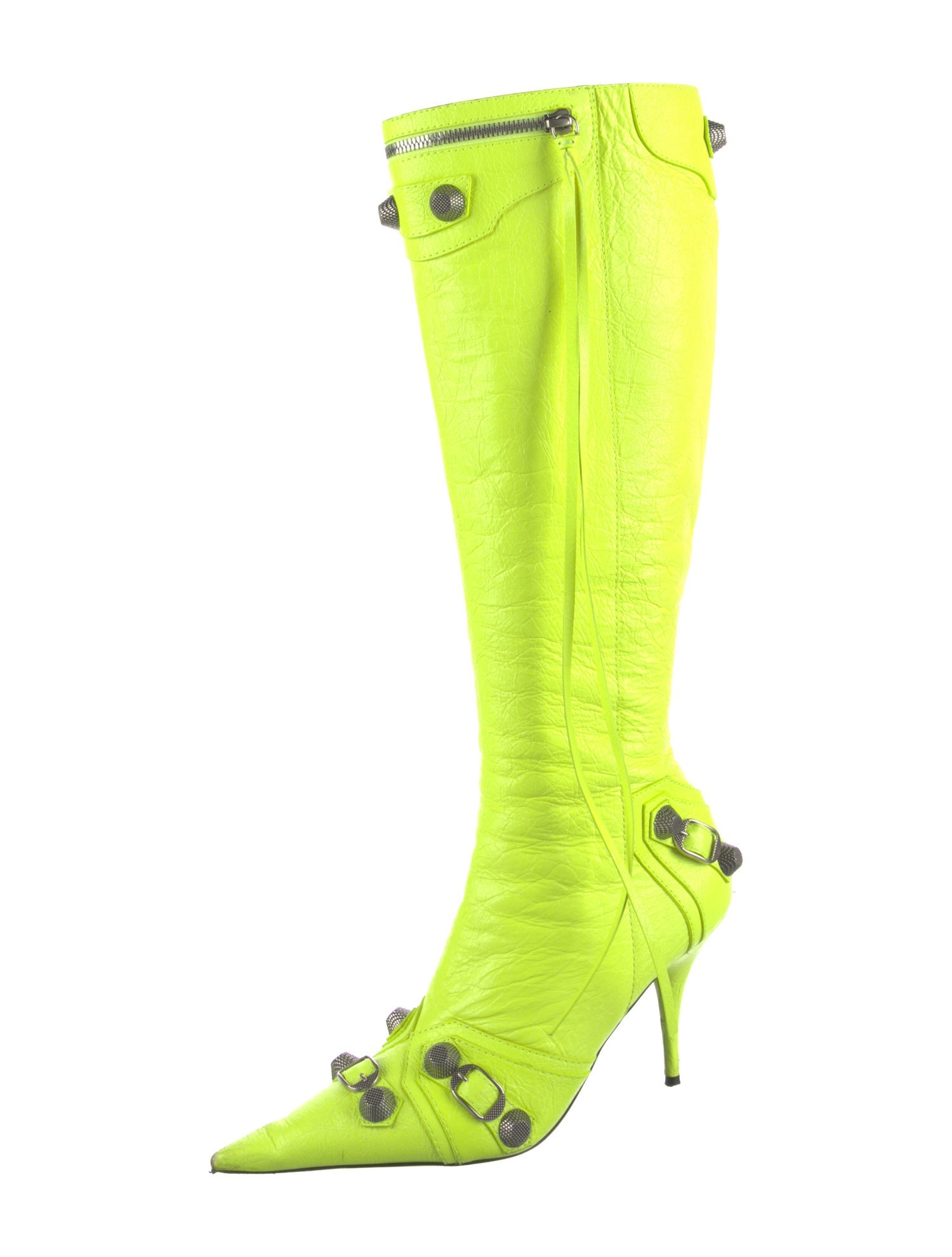 Balenciaga Leather Studded Accents Boots