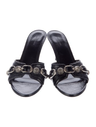 Balenciaga Leather Studded Accents Slides