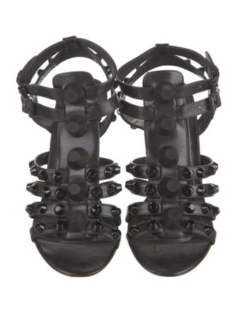 Balenciaga Leather Studded Accents Gladiator Sandals