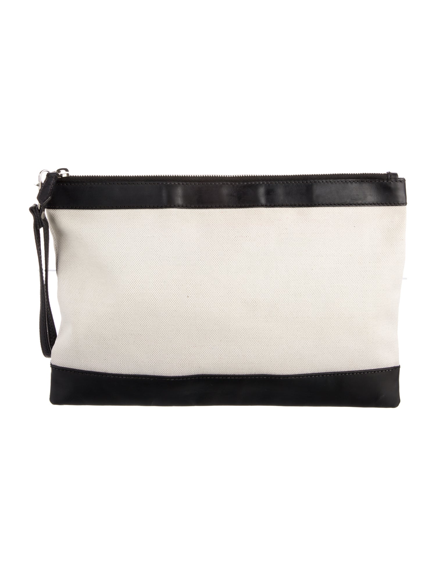 Balenciaga Neutral Canvas Leather Trim Cosmetic Bag