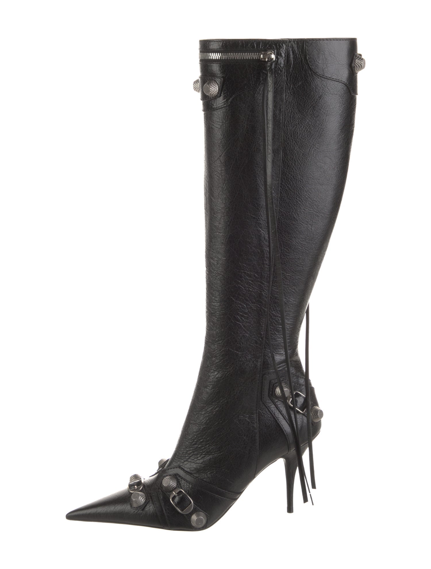 Balenciaga Leather Studded Accents Boots