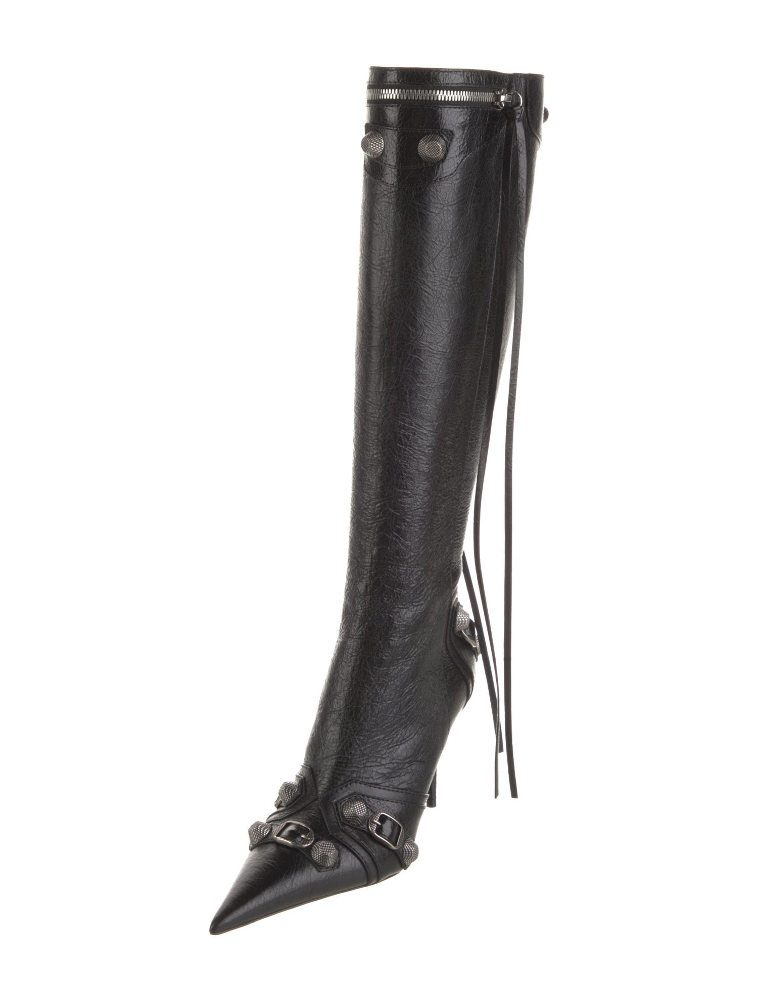 Balenciaga Leather Studded Accents Boots