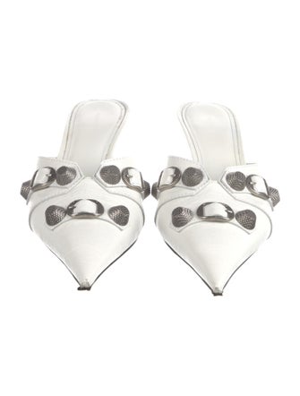 Balenciaga Leather Studded Accents Mules