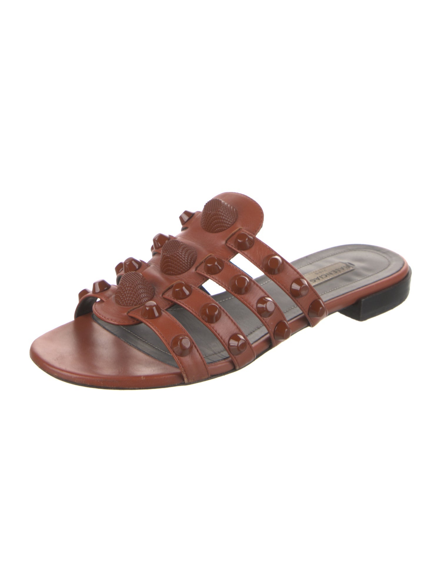 Balenciaga Leather Studded Accents Slides