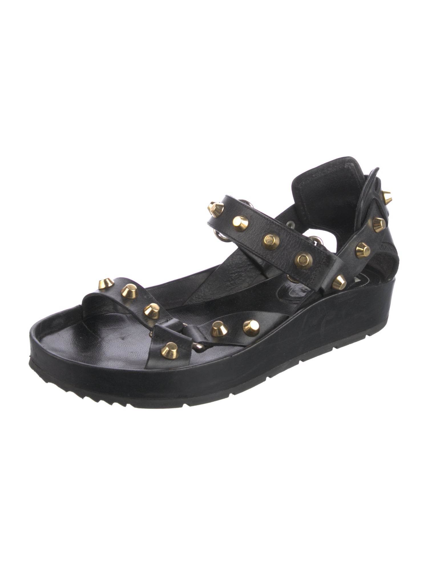 Balenciaga Leather Studded Accents Gladiator Sandals