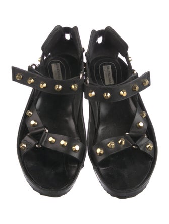 Balenciaga Leather Studded Accents Gladiator Sandals