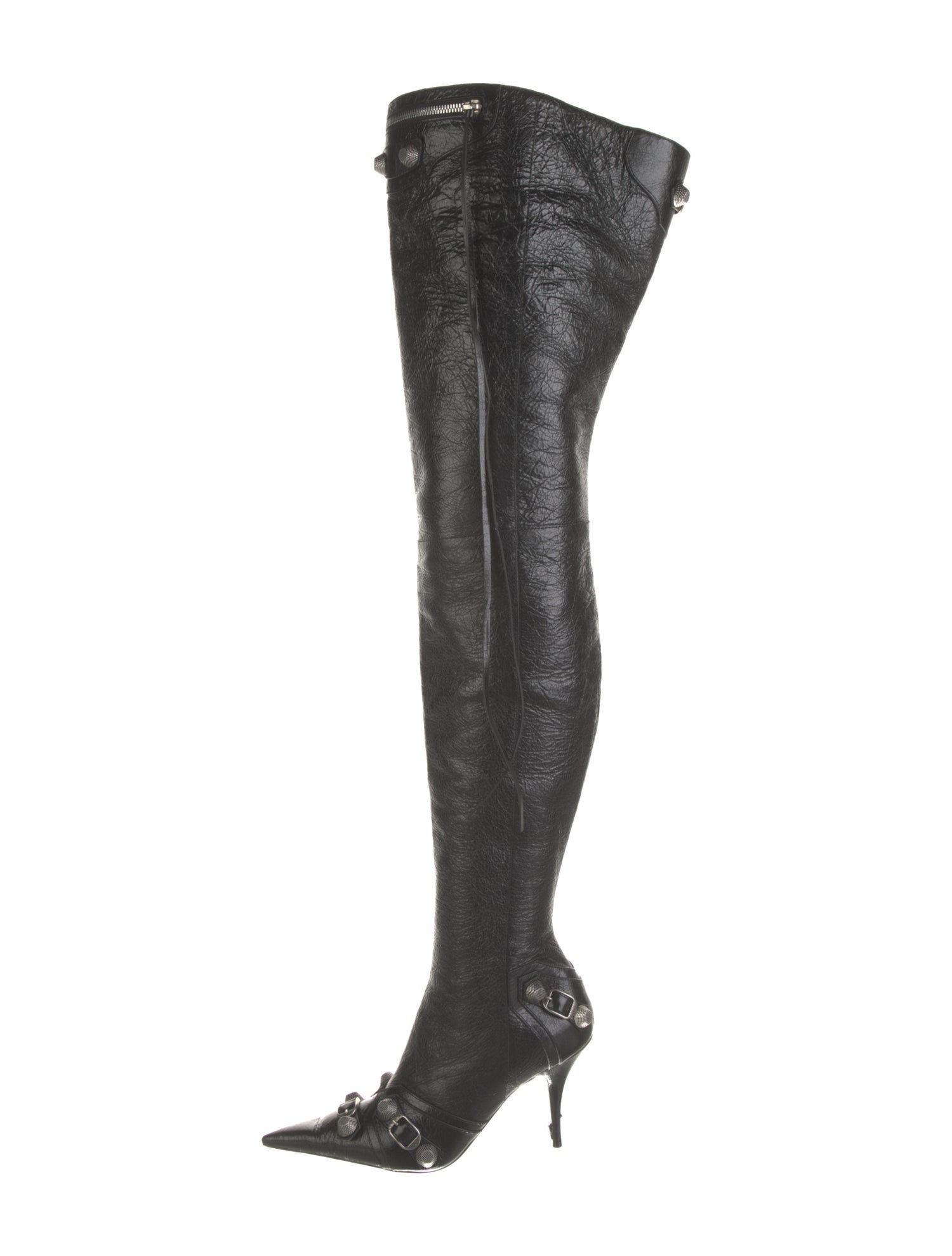 Balenciaga Leather Studded Accents Boots